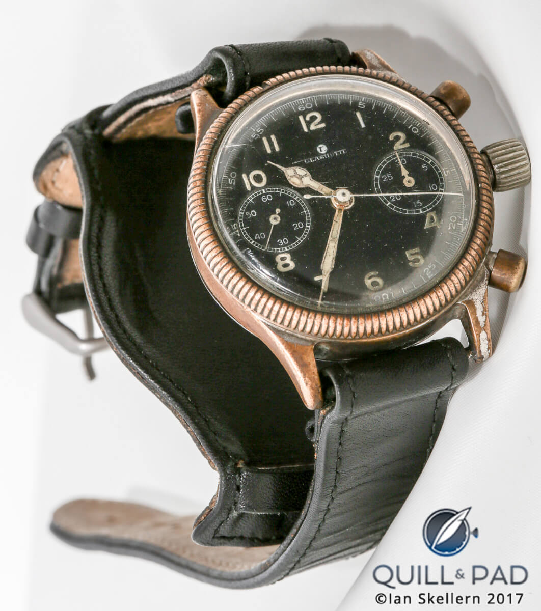 Original 1940s Tutima pilot's chronograph, with Caliber 59 movement that was the inspiration for the Caliber T659 Tempostopp movement