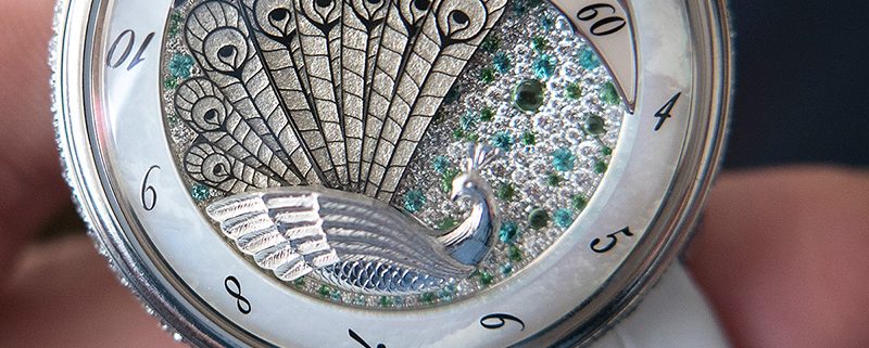 Beautiful, precise, and robust: multi-feather retrograde time indication, Fabergé Lady Compliquée
