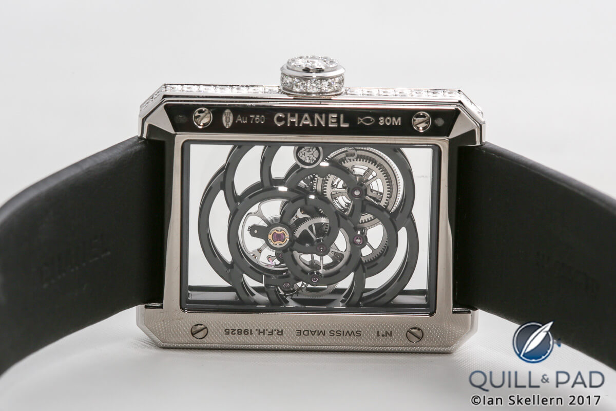 Chanel Première Camellia Skeleton from the back