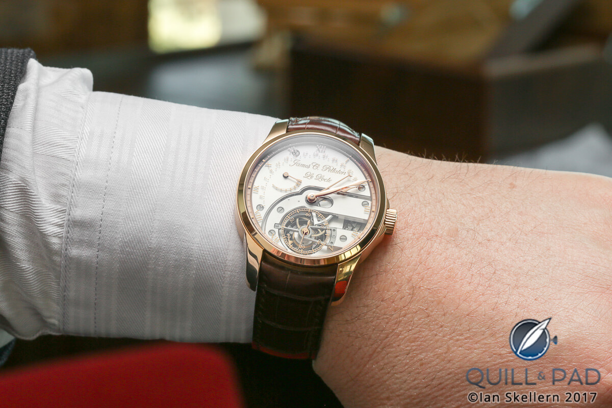 James Pellaton Chronometre Royal Marine tourbillon in red gold on the wrist