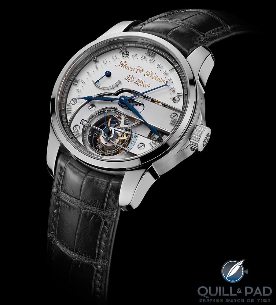 James Pellaton Chronometre Royal Marine tourbillon in white gold with sapphire dial