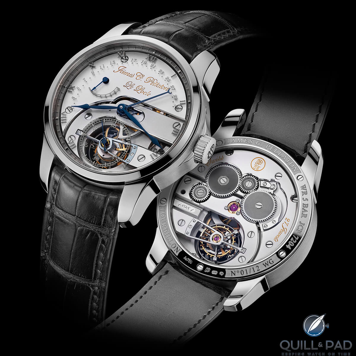 James Pellaton Chronometre Royal Marine tourbillon in white gold with sapphire dial