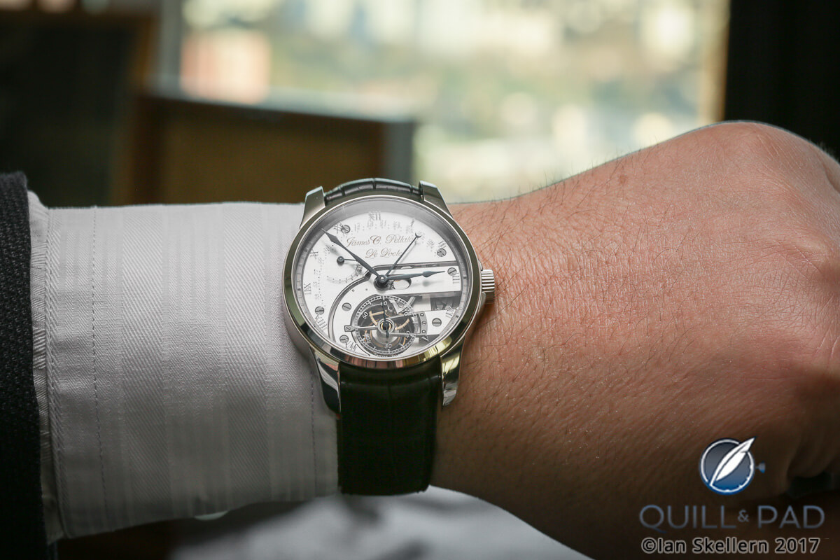 James Pellaton Chronometre Royal Marine tourbillon in white gold wristshot