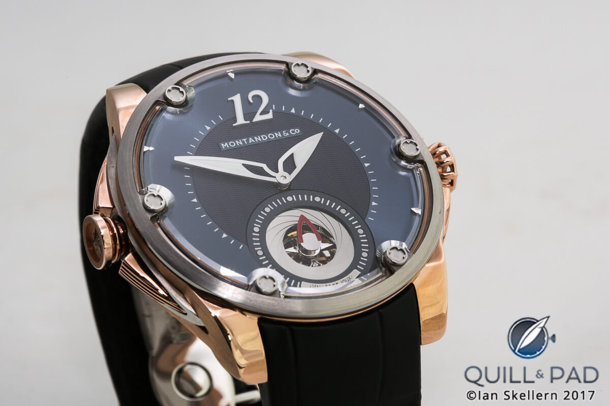 Montandon Windward with tourbillon cover partially closed