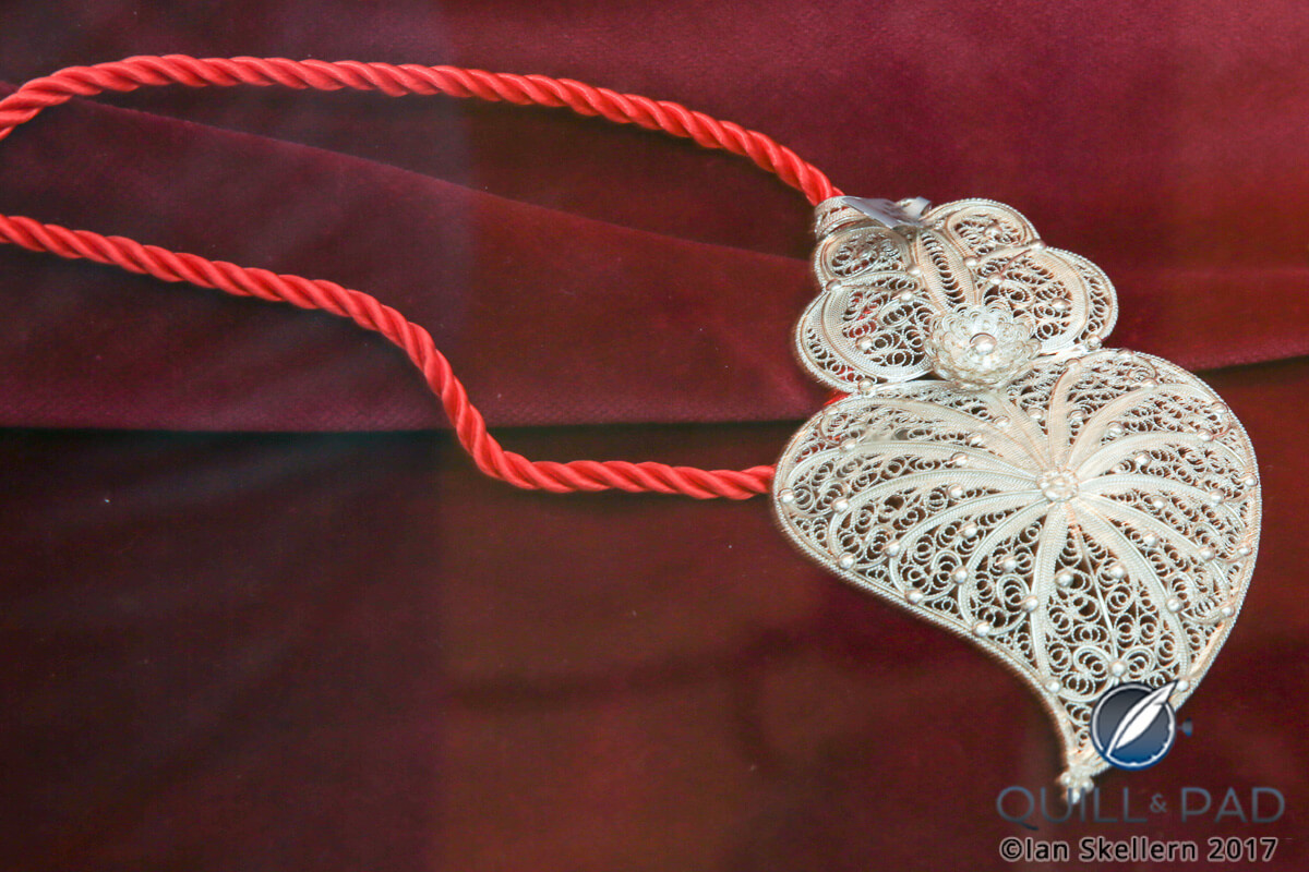 A traditional Viana heart from Travassos’s Museu do Ouro: this religious symbol represents the Portuguese city of Viana do Castelo as well as devotion to the Sacred Heart of Jesus