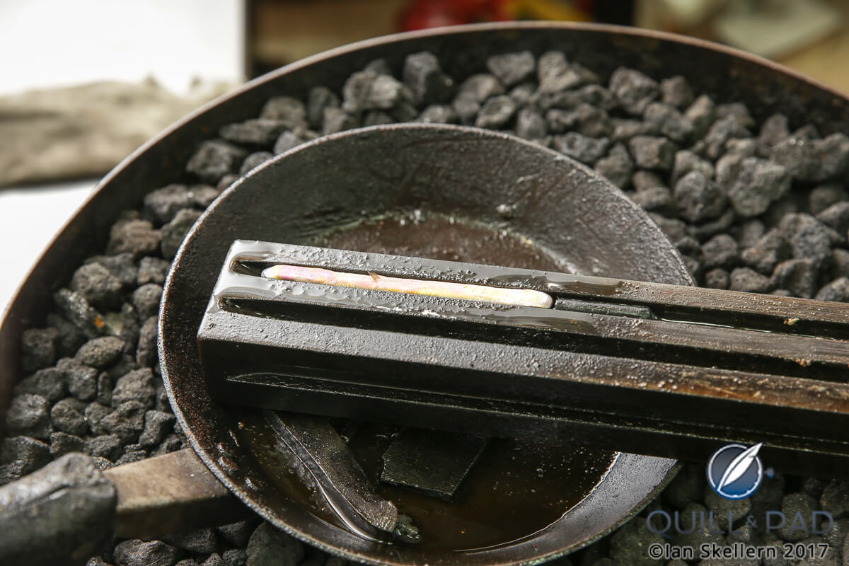 Inside the Eleuterio workshop in Travassos, Portugal: 18-karat gold being melted