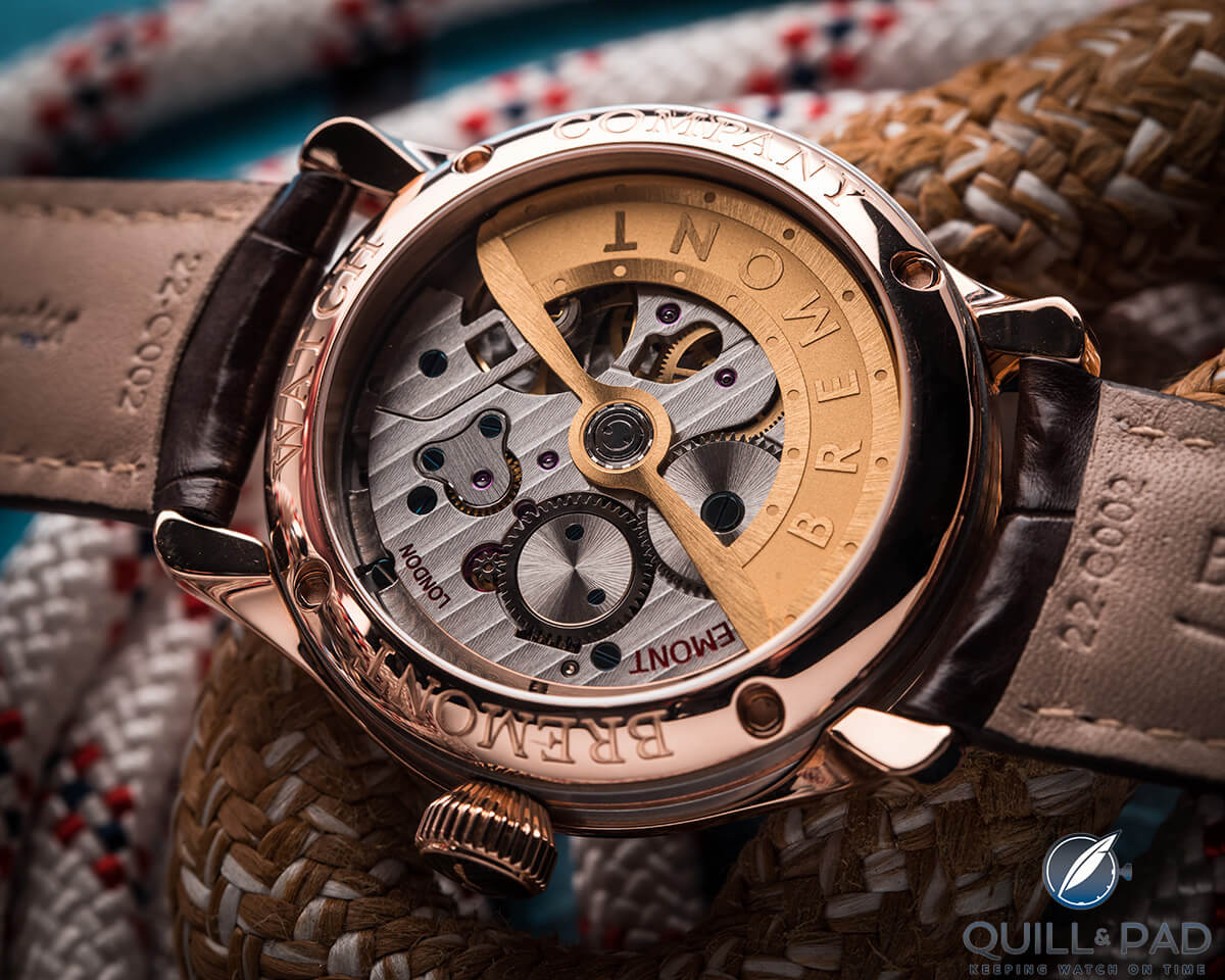 View through the display back of the Bremont AC35
