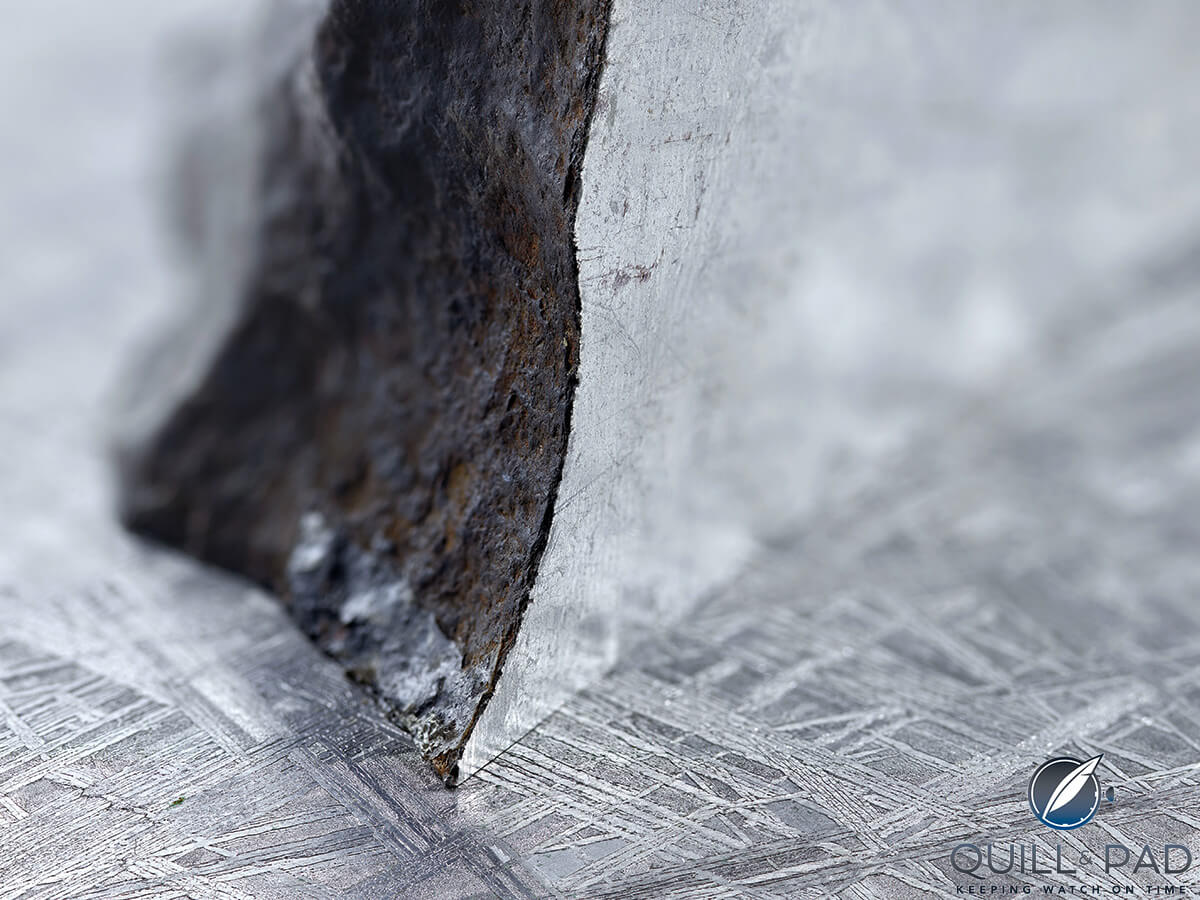Cut meteorite for the moon of the Rolex Cellini Moonphase