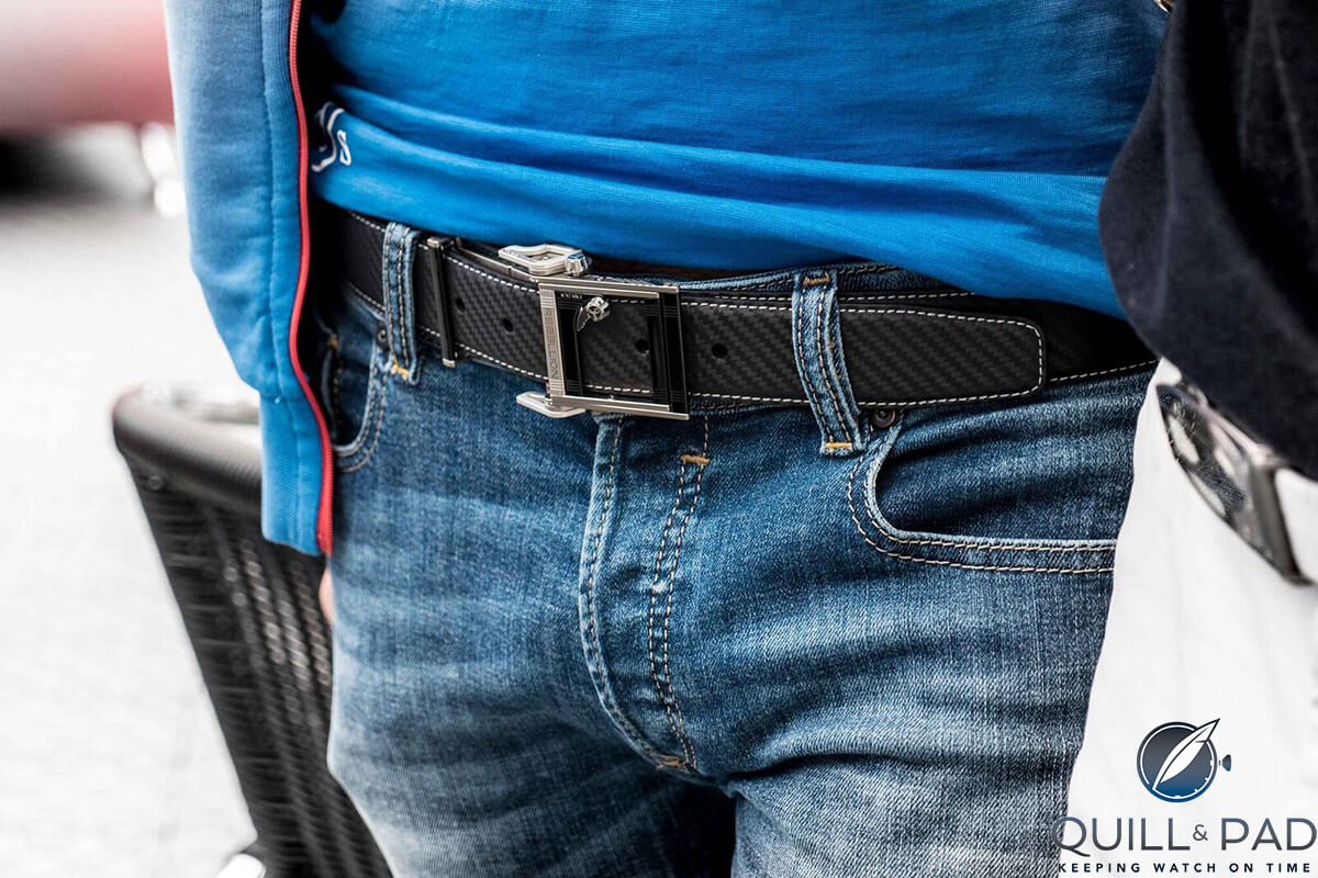 Unobtrusive Roland Iten for Rebellion RR782 Flyback Pilot belt buckle in situ