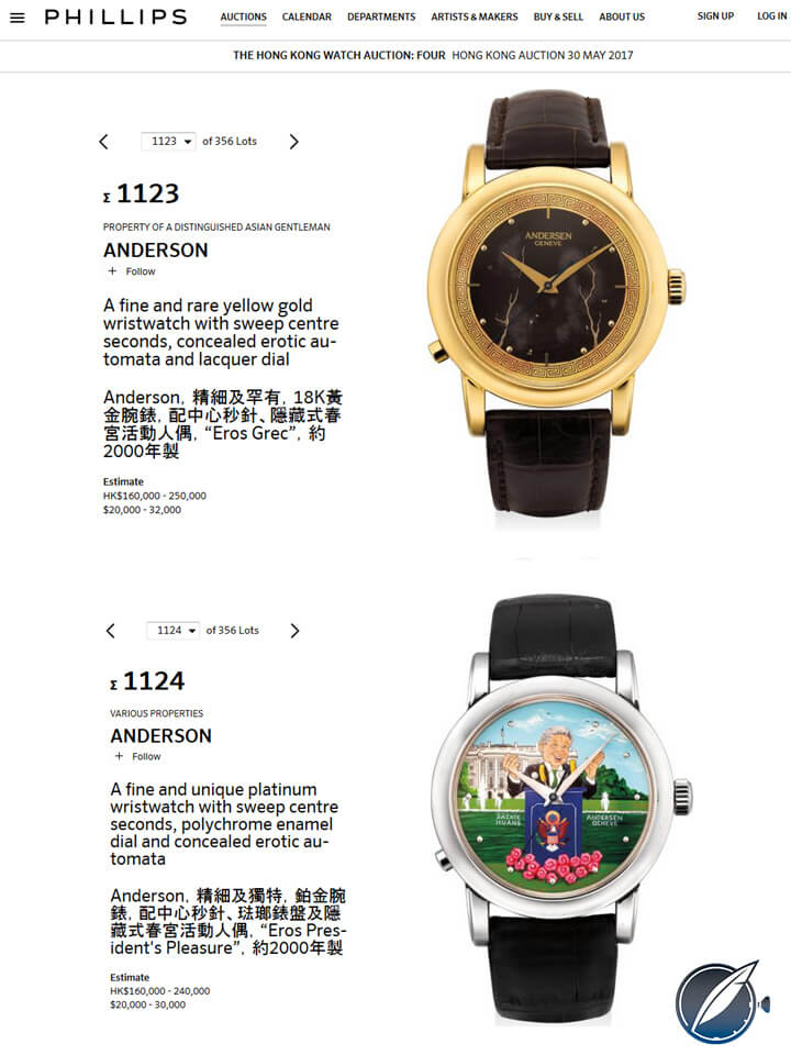 Two Svend Andersen Eros erotic watches