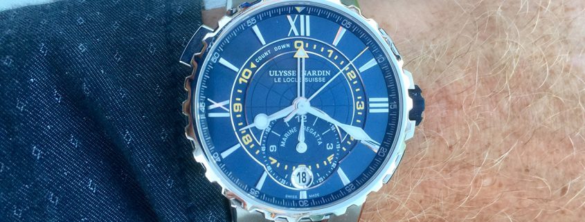 Artemis Racing Skipper Nathan Outteridge wearing his Ulysse Nardin Marine Regatta