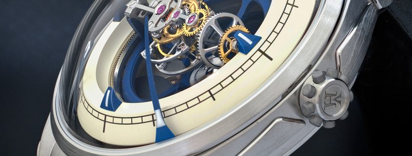 Complex titanium case of the Vianney Halter Deep Space Tourbillon