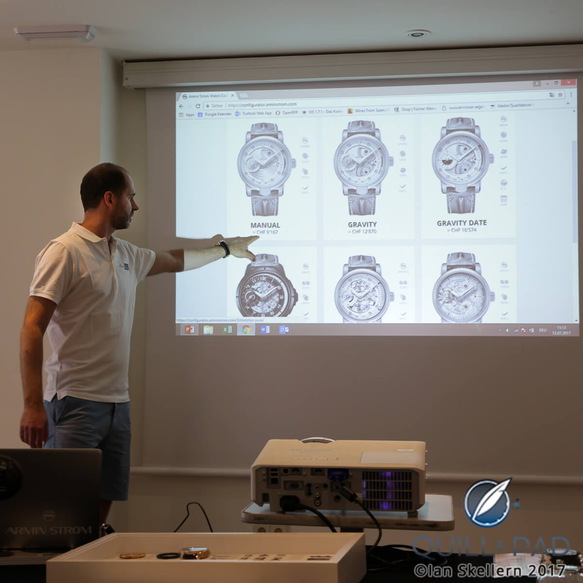 Armin Strom owner Serge Michel explaining a few of the finer points of the Configurator