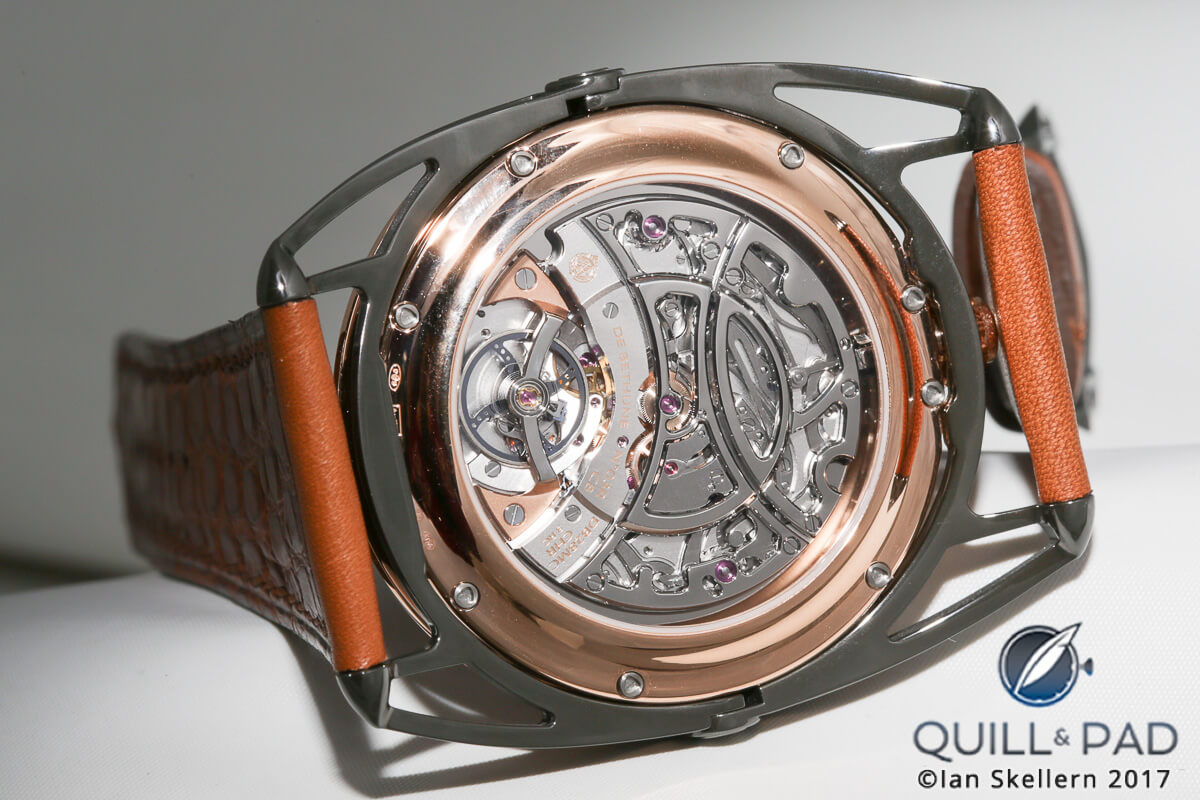 View through the display back of this custom De Bethune DB28 Maxichrono