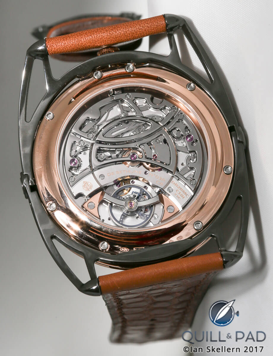 Beautifully finished movement of this custom De Bethune DB28 Maxichrono