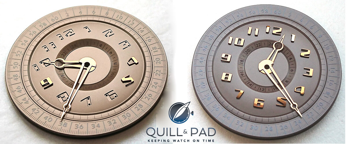 Prototype dials for WMMT's custom De Bethune DB28 Maxichrono