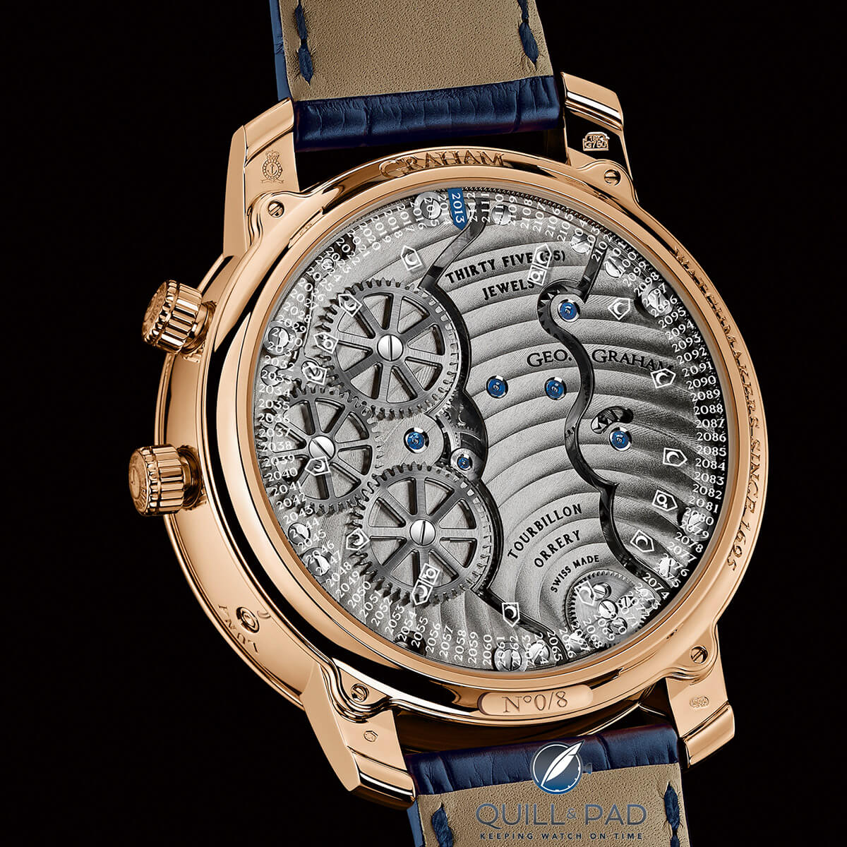 View through the display back of the Graham Geo. Graham Orrery Tourbillon