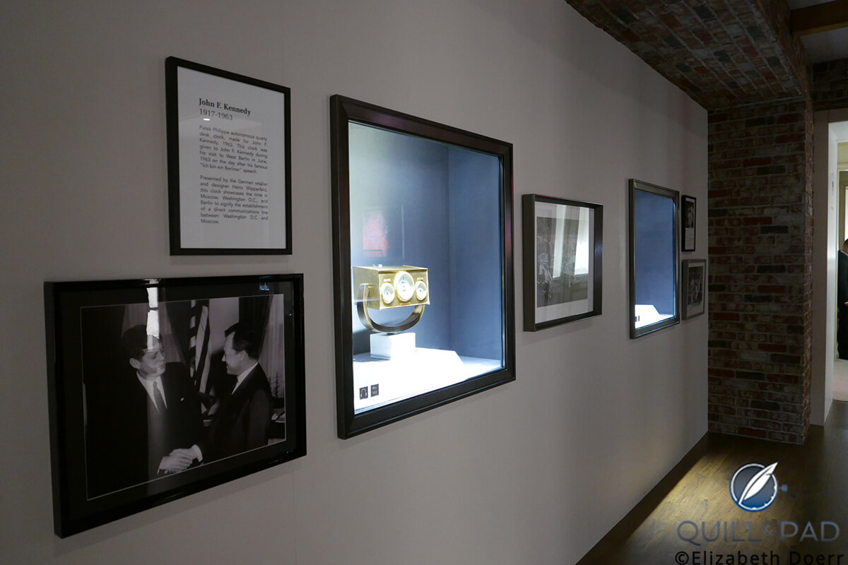 The JFK clock is on display at the 'Art of Watches Grand Exhibition' in New York city 13-24 July 2017