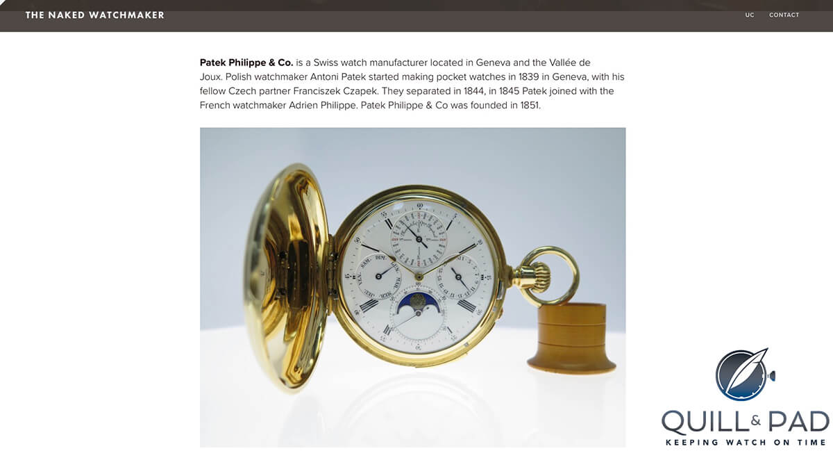 The Naked Watchmaker: Patek Philippe pocket watch (site under construction)