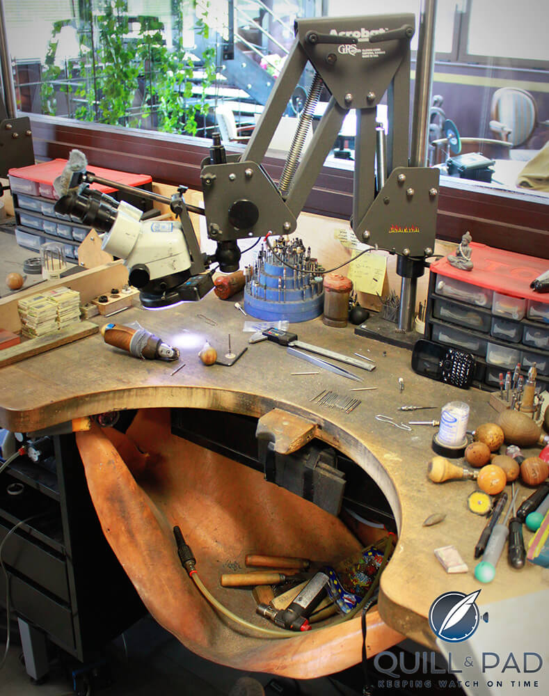 Gem-setter's workbench at Tournaire, Paris