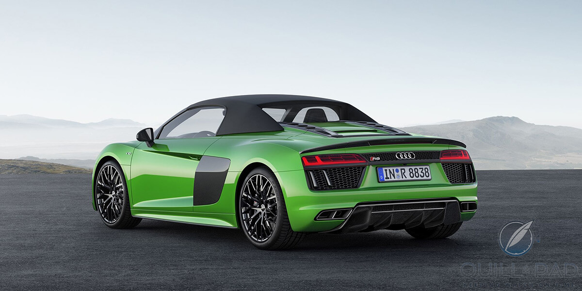 Back view of the 2018 Audi R8 Spyder V10 Plus