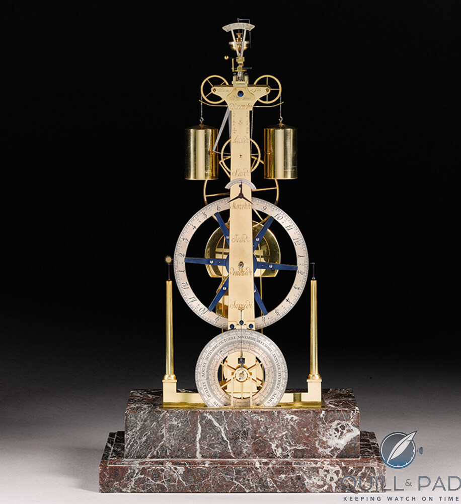 Breguet three-wheel skeleton clock by George Daniels