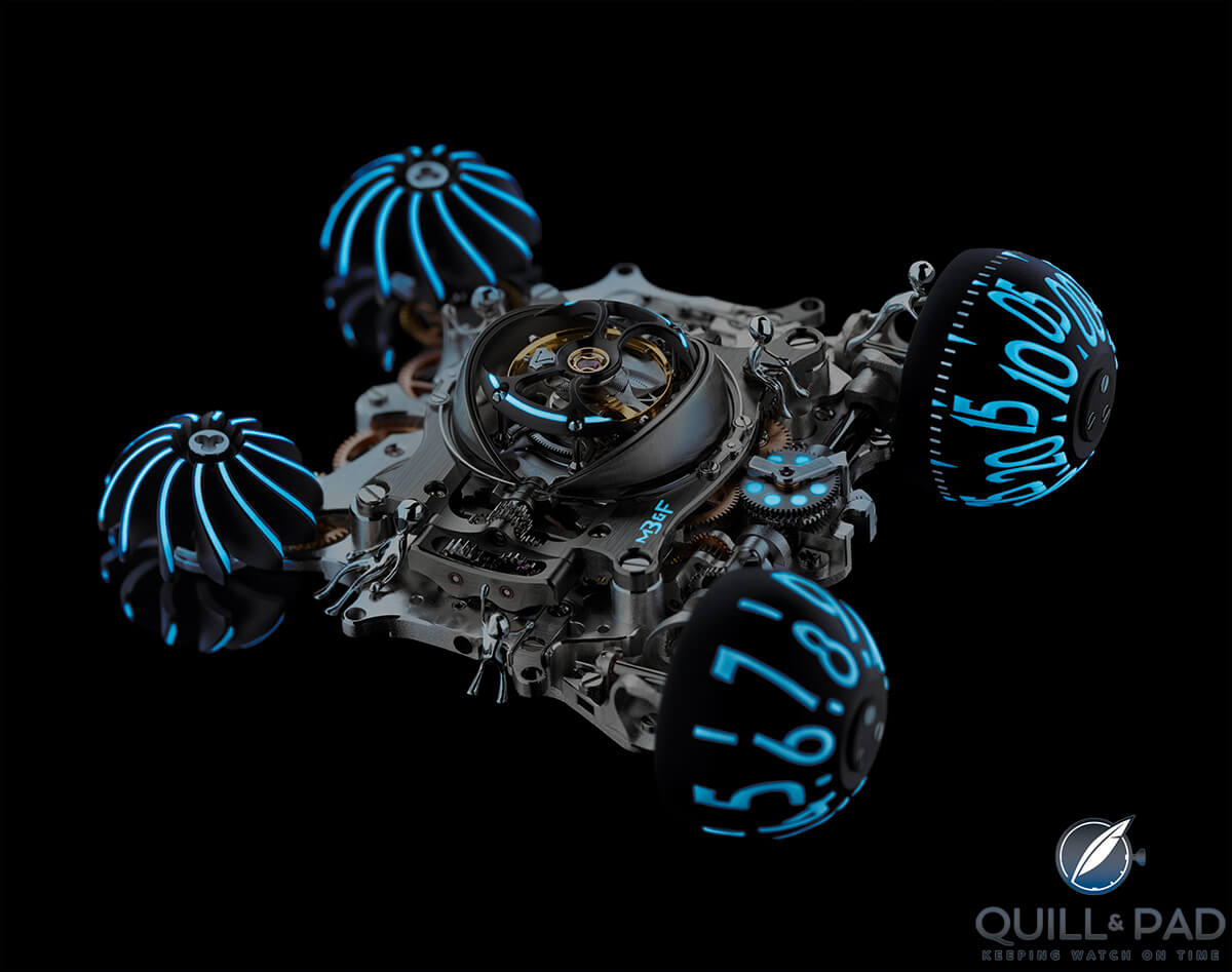 MB&F HM6 Alien Nation uncased with the lights low