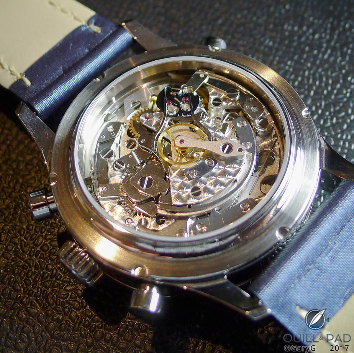 Functional finishing: movement view of the Habring2 Doppel 2.0 split-seconds chronograph