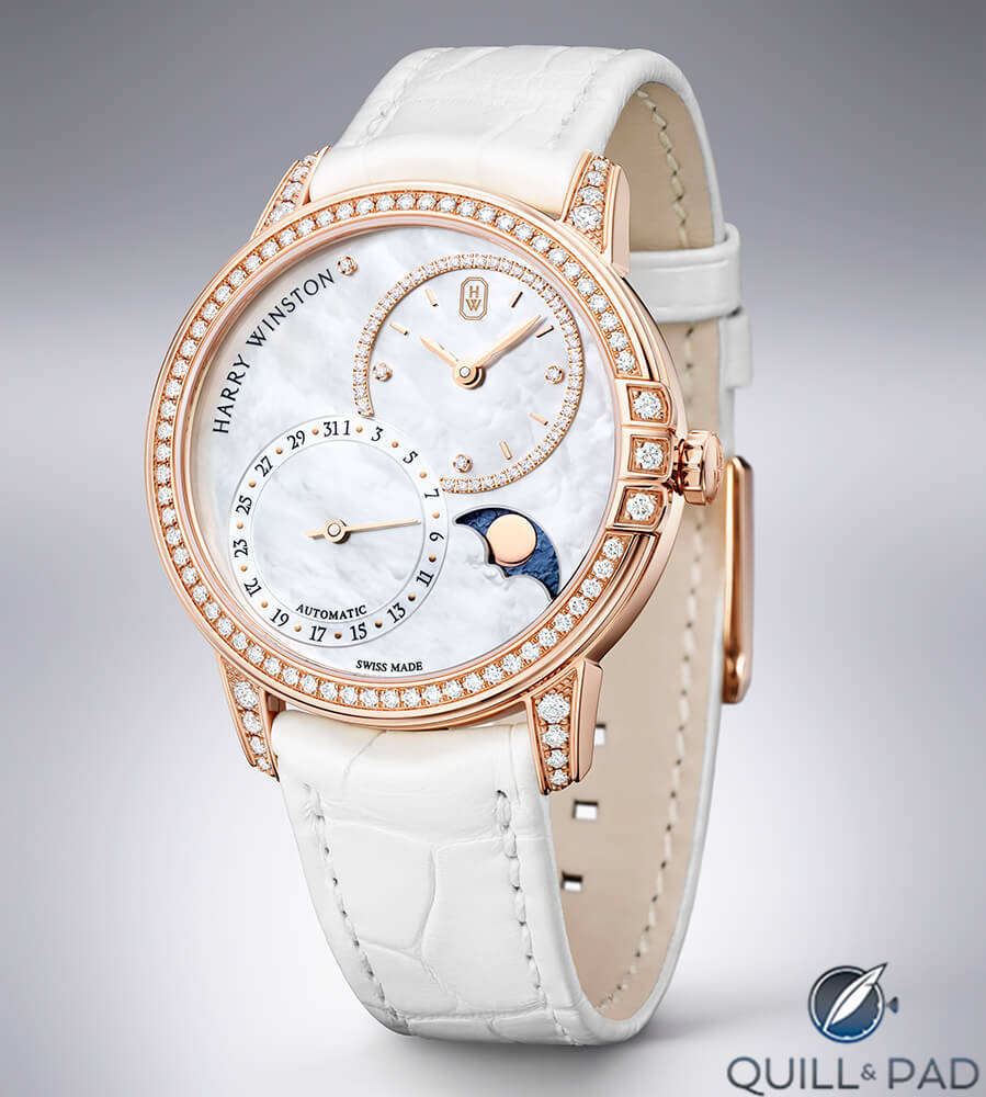 Harry Winston Midnight-Date Moonphase pink gold diamond-set