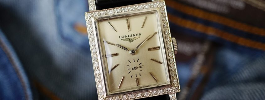Vintage Longines with diamond-set bezel