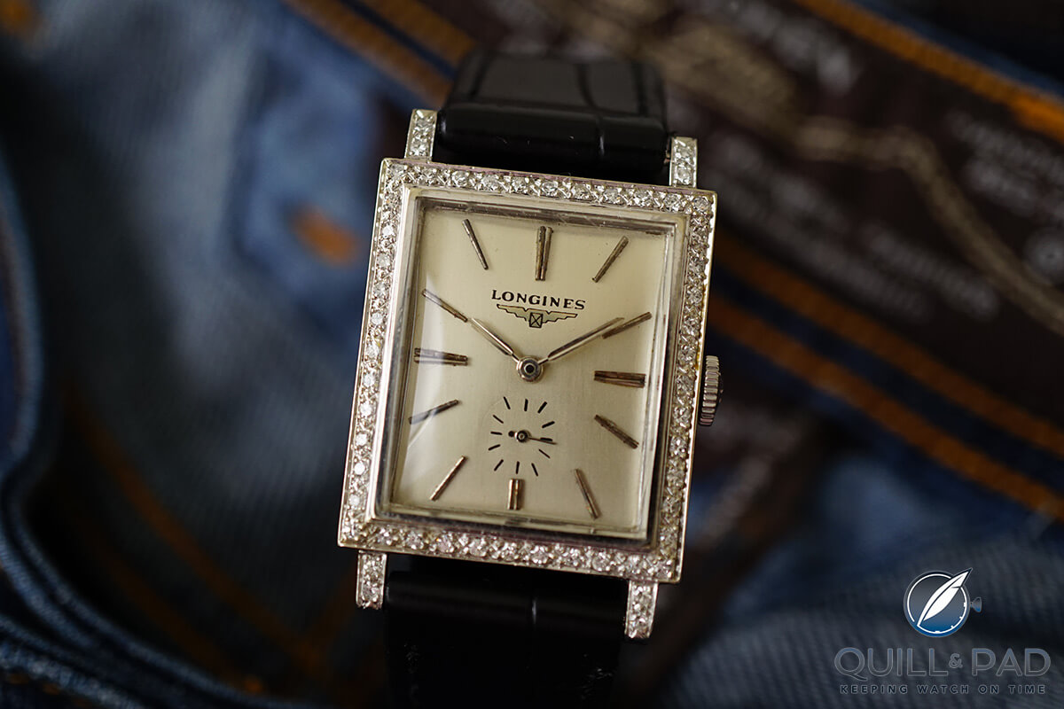 Vintage Longines with diamond-set bezel