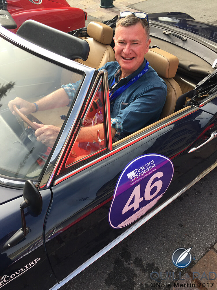 Ian Skellern at the start of the 2017 Passione Engadina rally in St. Moritz