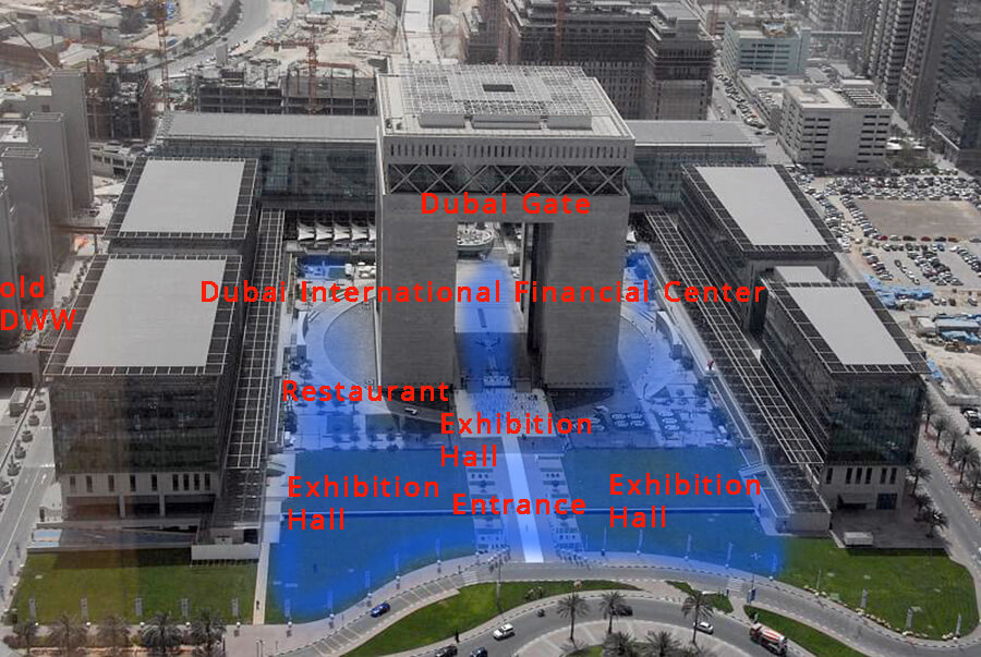 The new location of Dubai Watch Week 2017 will be all of the area shaded in blue (the old location is off to the left of this image)