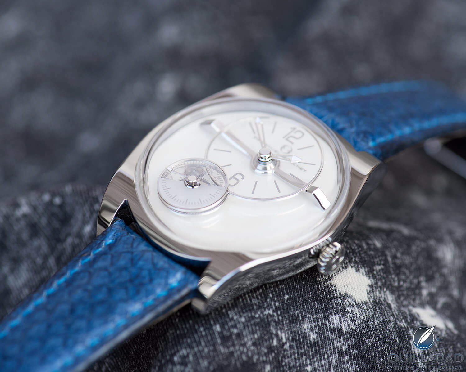 Emmanuel Bouchet EB02 with light dial on blue strap