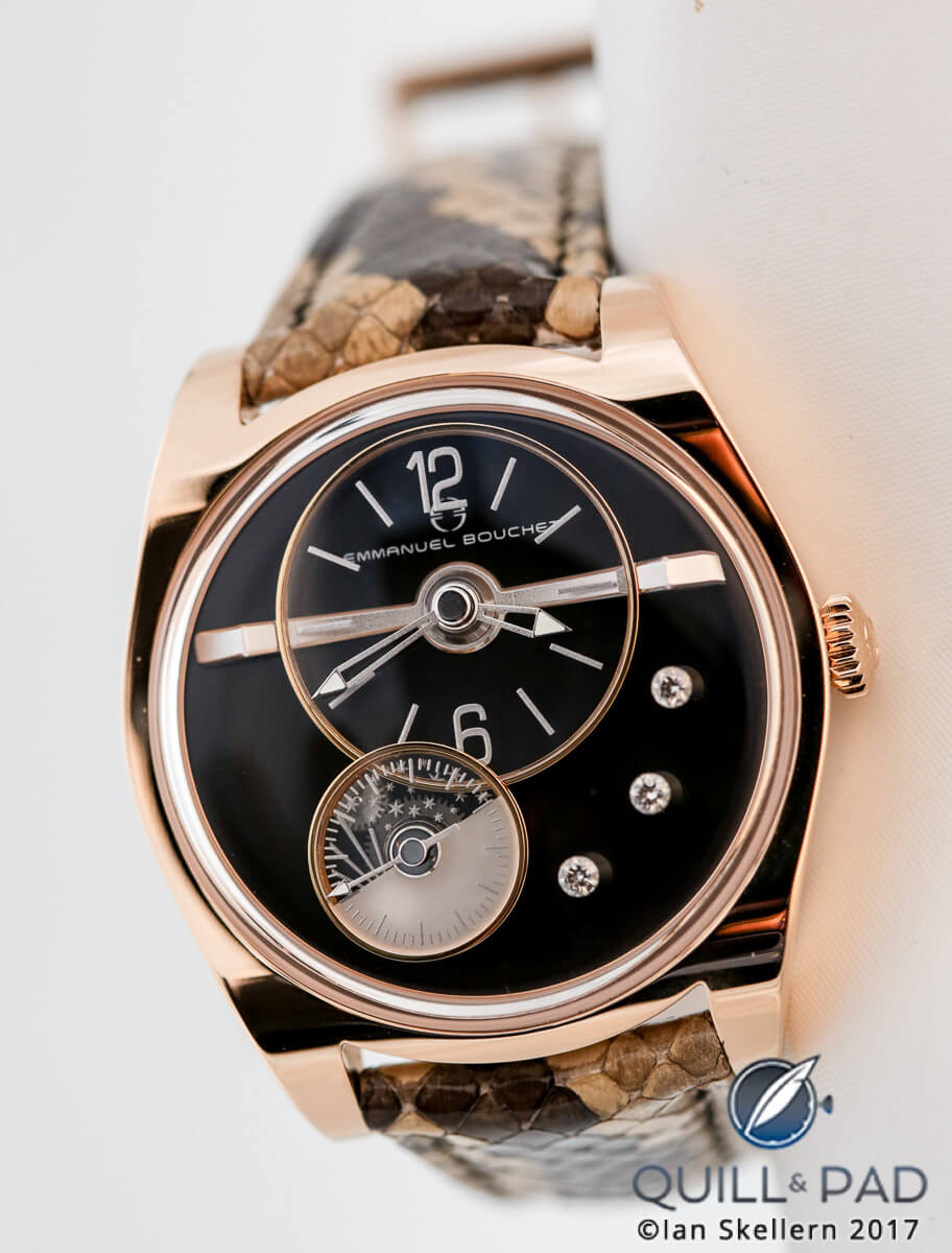 Emmanuel Bouchet EB02 with dark dial and diamonds