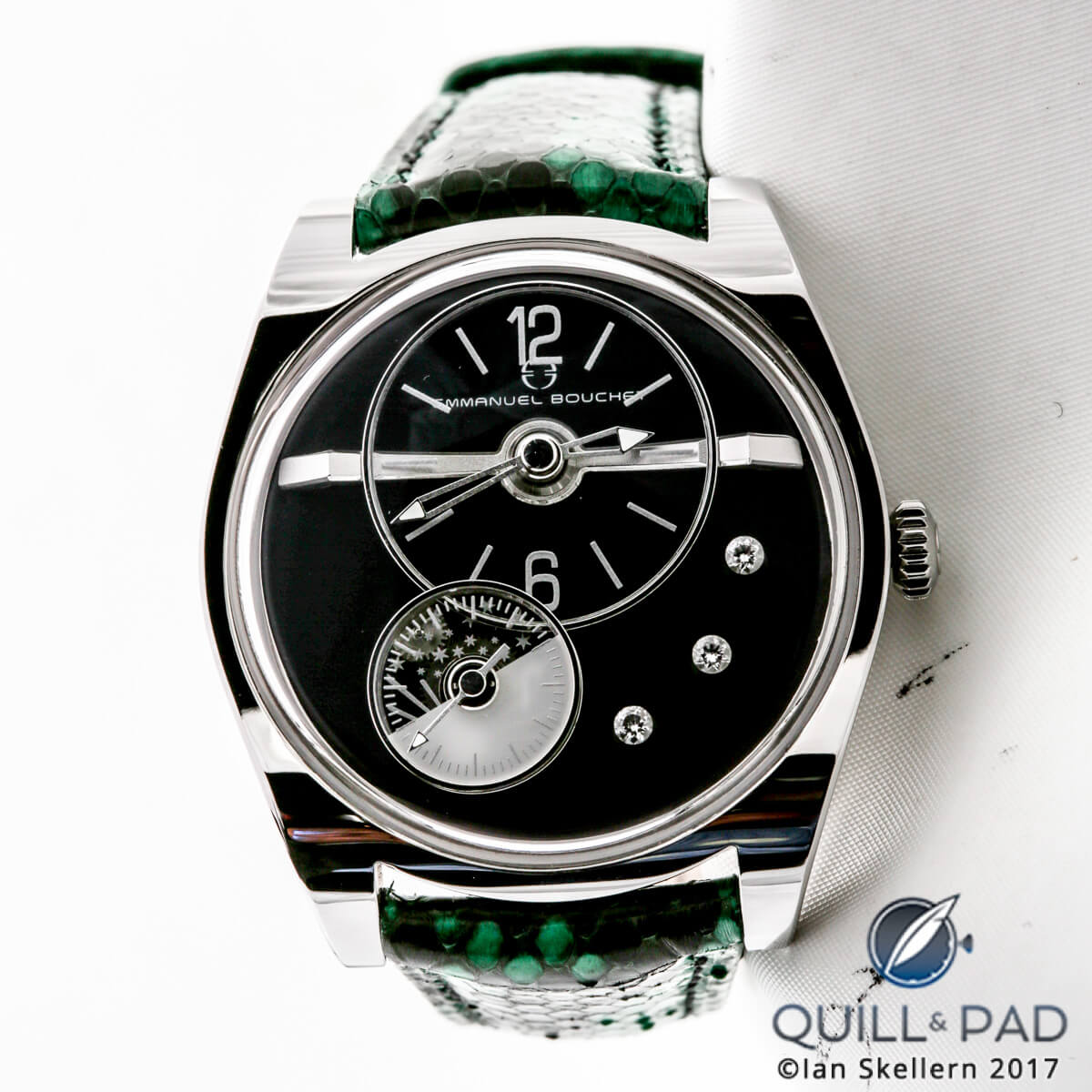Emmanuel Bouchet EB02 with dark dial and diamonds