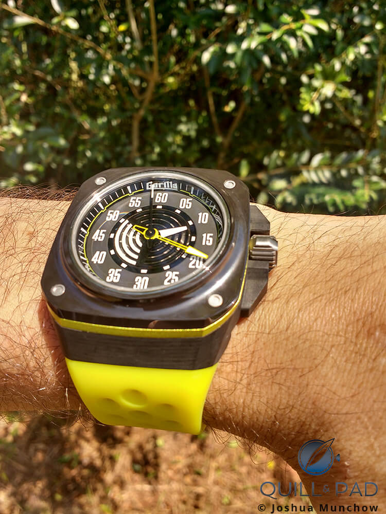 Gorilla Fastback Acid Green on the wrist