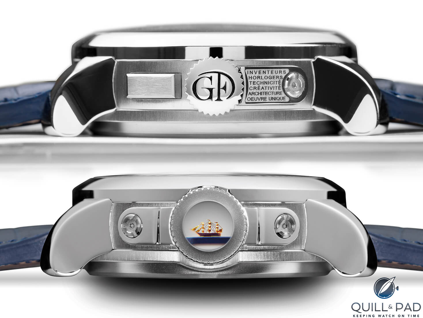 A crown on one side and a golden ship on the other on this Greubel Forsey Art Piece 1