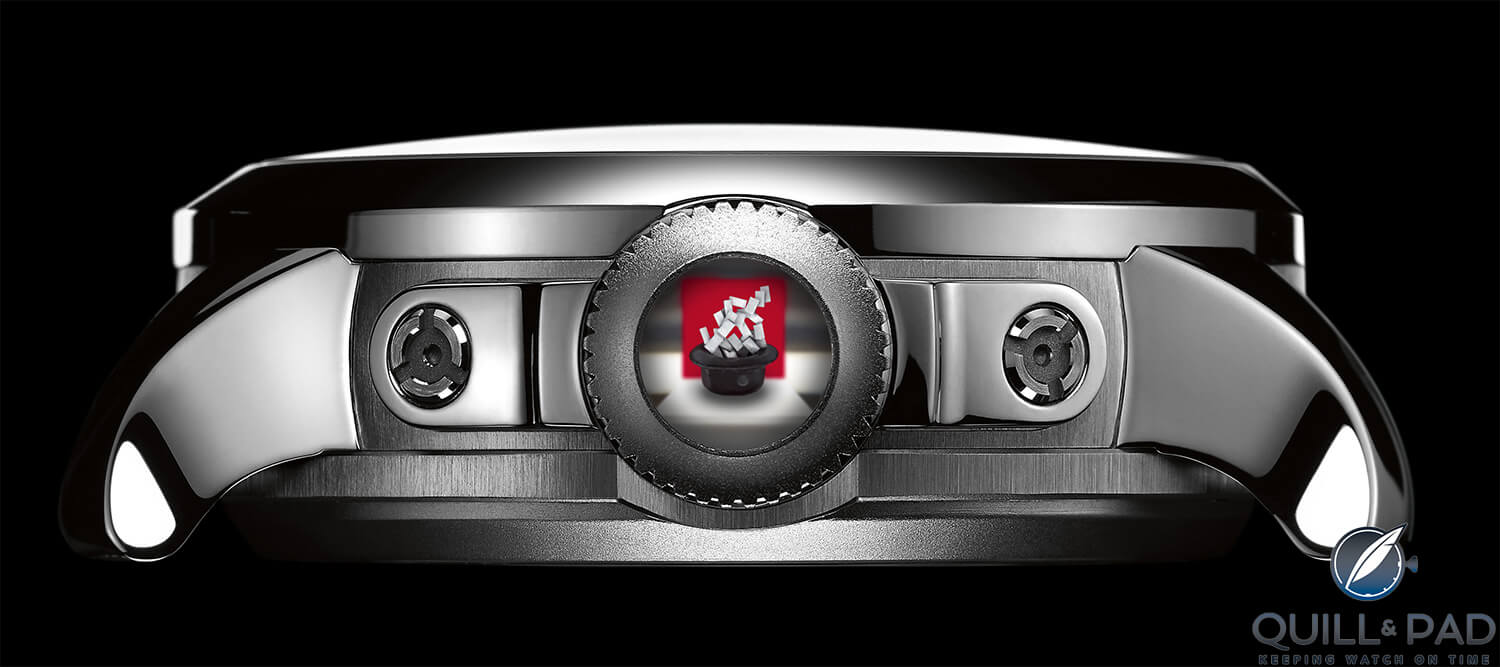 Through the optical lens to Willard Wigan's miniature 'chapeau' sculpture inside the Greubel Forsey Art Piece 2 Edition 1 Filliou
