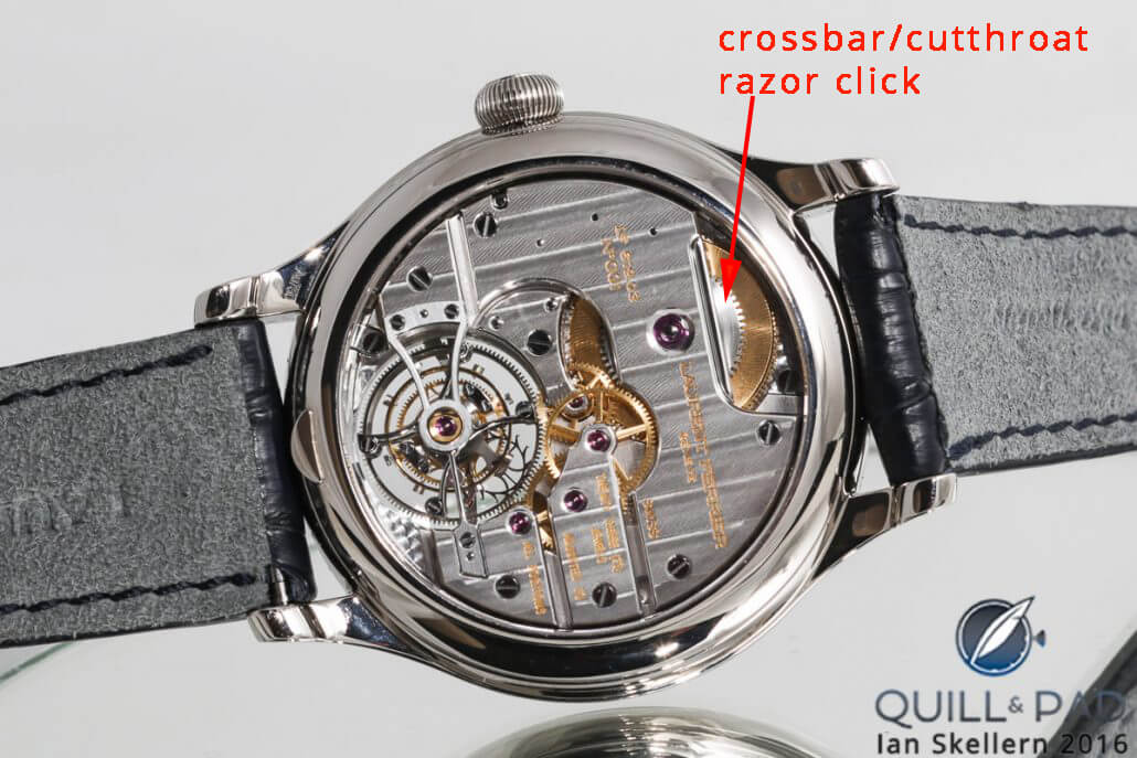 “crossbar / cutthroat razor” on the Laurent Ferrier Galet Tourbillon
