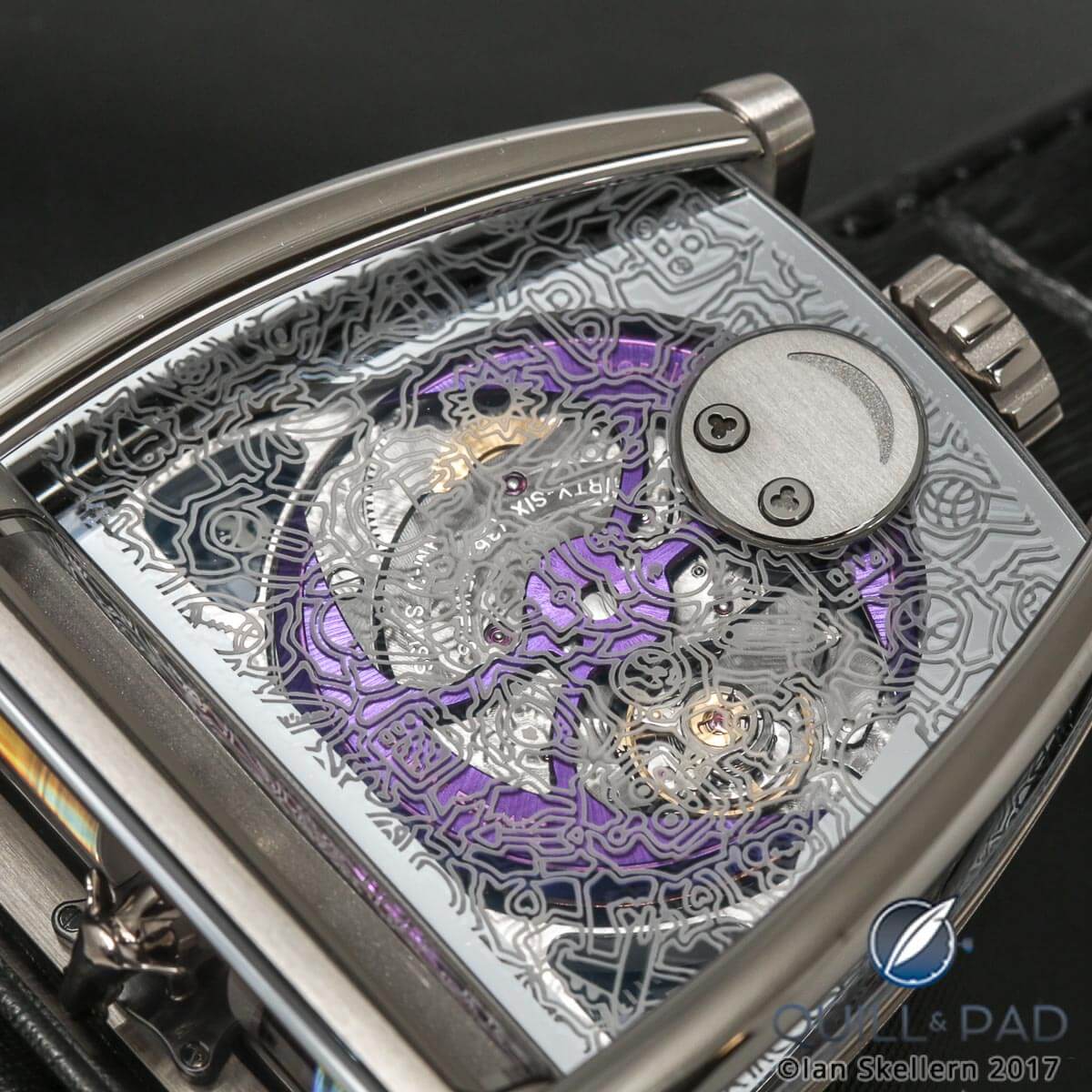 View through the intricately embellished sapphire crystal 