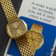 Patek Philippe Beta 21 and advertisment (photo courtesy Atom Moore and Christie's)