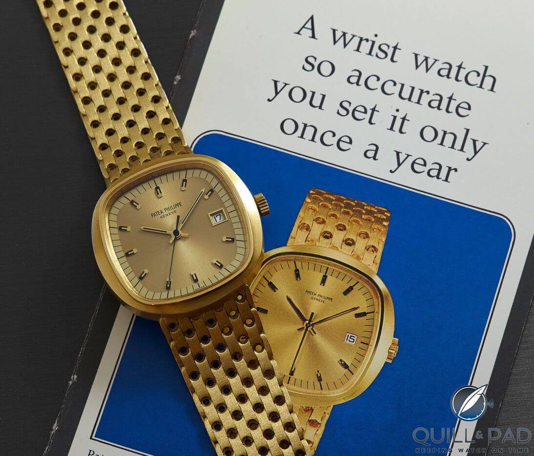 Patek Philippe Beta 21 and advertisment (photo courtesy Atom Moore and Christie's)