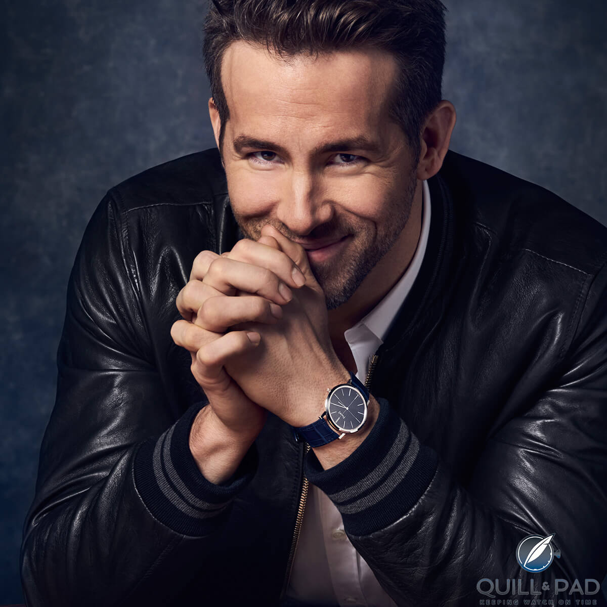 Piaget brand ambassador Ryan Reynolds wearing an Altiplano 60th anniversary piece