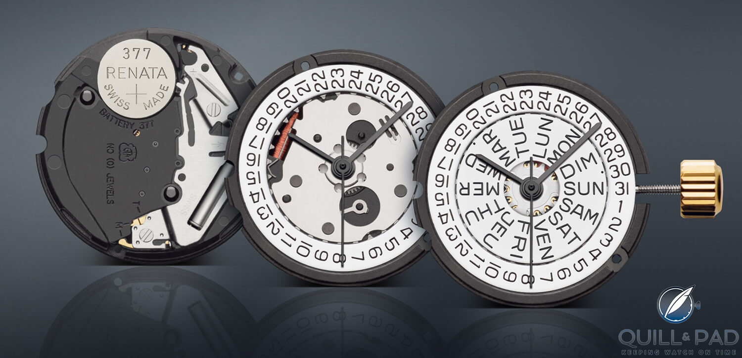 ETA quartz Caliber 803 features plastic components