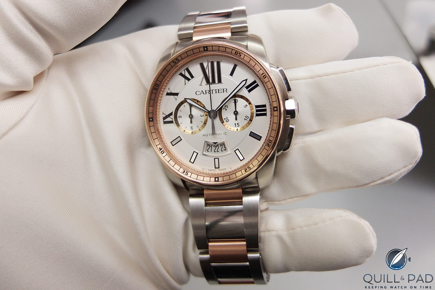Two-tone Calibre de Cartier Chronograph (photo courtesy George Cramer)