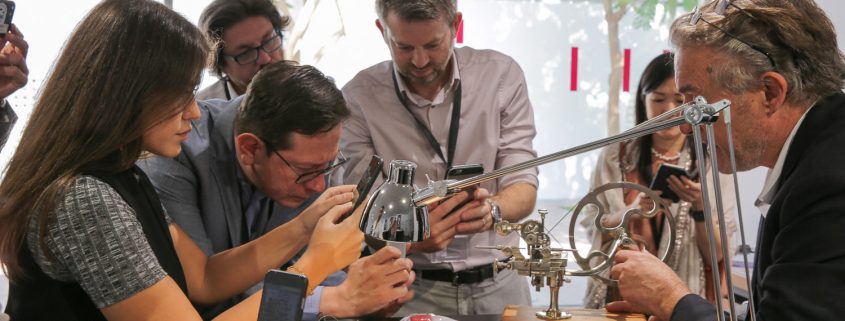 Antoine Preziuso gives a much appreciated demonstration lesson in cutting gear teeth the traditional way at Dubai Watch Week