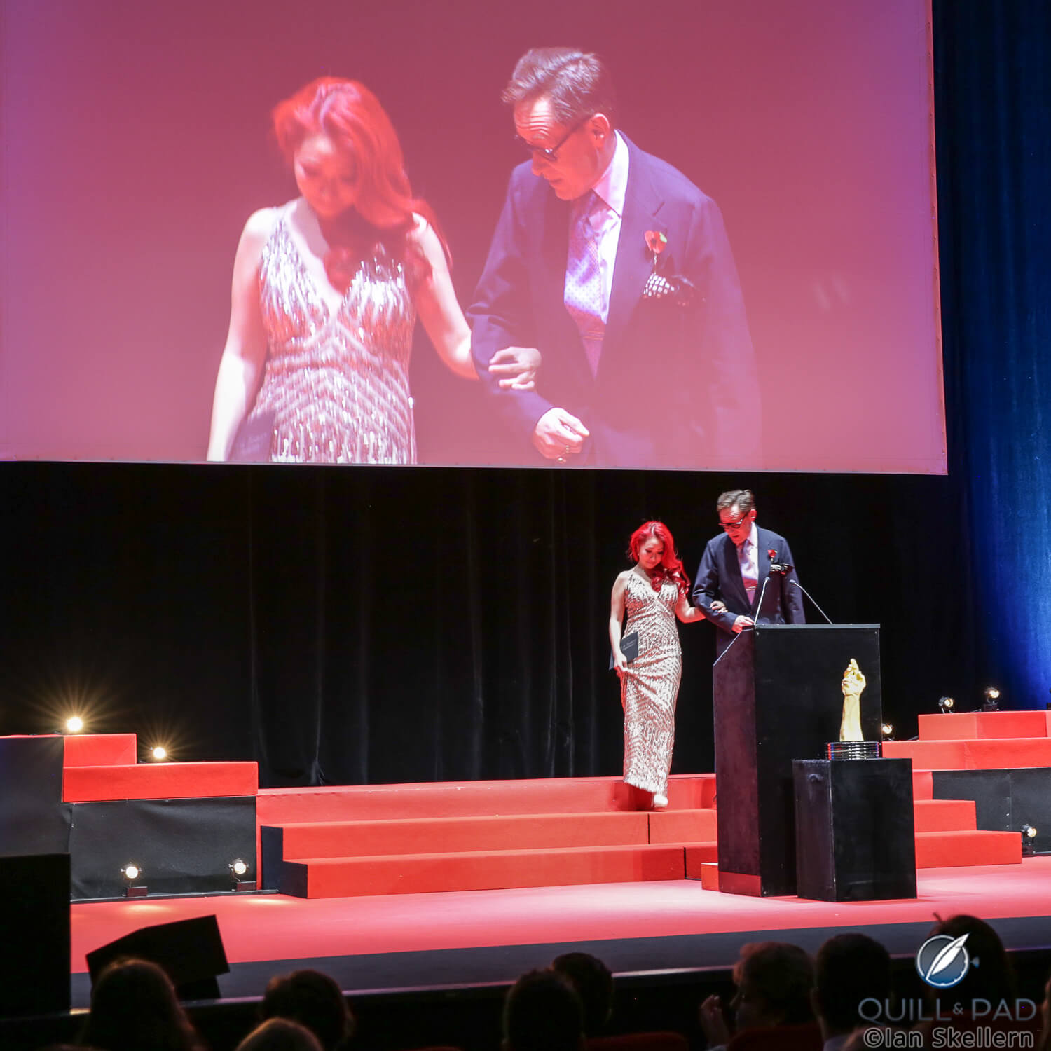 Suzanne Wong in that dress with Nick Foulkes at the 2017 GPHG