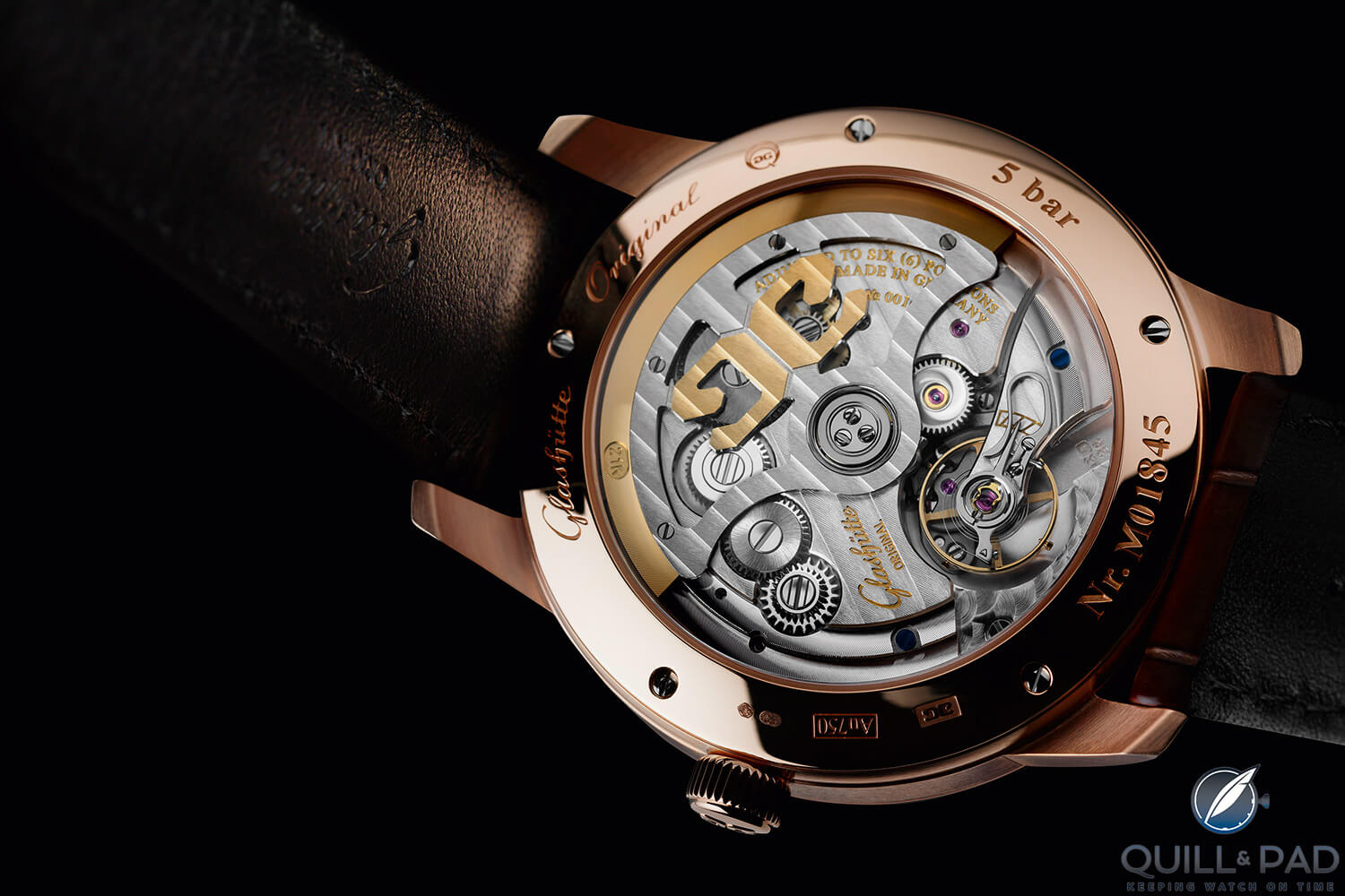 View through the display back to automatic Caliber 36 powering the Glashütte Original Senator Excellence Perpetual Calendar