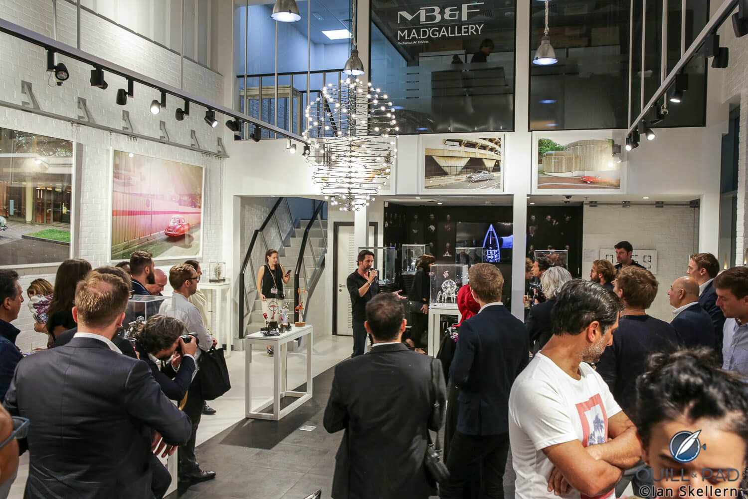 Maximilian Büsser welcoming journalists to the MB&F MAD Galleryx in Dubai during Dubai Watch Week 2017